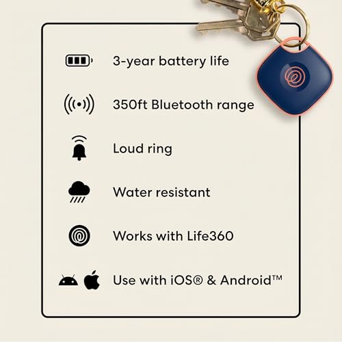 Image of Life360 Tile - Bluetooth Tracker, Keys Finder and Item Locator for Keys, Bags and More. Phone Finder. Both iOS and Android Compatible. 4-Pack (Black /Pink Punch /Navy Blaze)