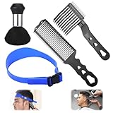 Fade Comb for Men Haircut Kit, Fade Hair Trimming Comb with Haircut Band, Friend Guide for Men and Neckline Template, Haircut Guide Hair Cutting(Black)