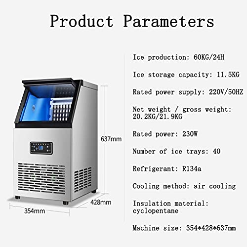 Ice Cube Maker Kommerzielle große automatische Eiswürfelmaschine, 12 Minuten schnelle Eisherstellung 60 kg/24 h EIN… – Bild 8