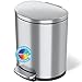 iTouchless PasoSuave, Cubo de basura con pedal con filtro AbsorbX Odor Filter y cubo interior extraíble, acero inoxidable, de 7,5 a 30 L, semicircular
