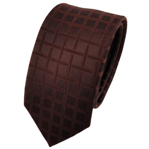 Cravate en soie brun foncé à carreaux, tissage artisanal haut de gamme
