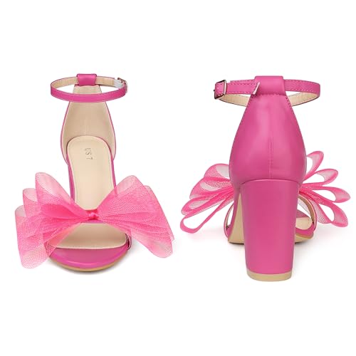 Perphy Bow Tie Ankle Strap Chunky High Heels Sandals for Women2