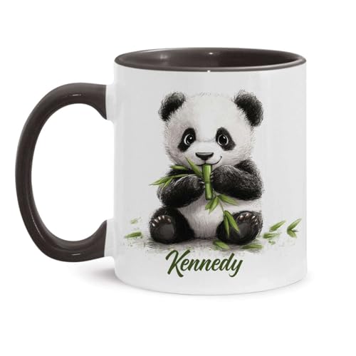 Cute Panda Bear Mug, Personalized Cup With Animal Design, Customized Name Panda And Bamboo Mug, Animal Themed Ceramic Cup 11oz 15oz, Custom Panda Bear Lover Coffee Mug, Gift For Men Women