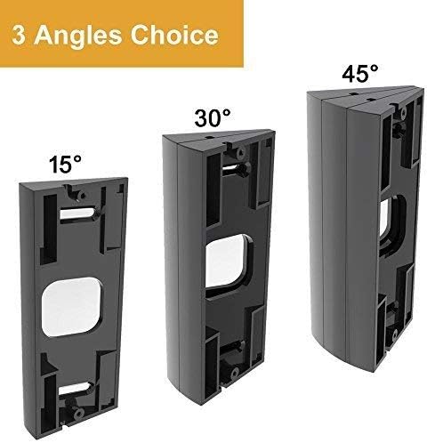 CAVN Angle Mount Compatible with Ring Video Doorbell Pro (Can Create 15/30 / 45 Degree), Replacement Adjustment Mounting Plate Bracket Wedge Corner Kit with Screwdriver and Screws (Black)