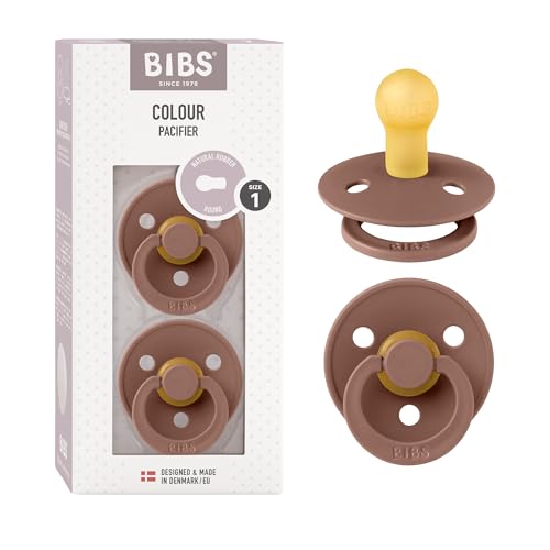 Image of BIBS Pacifiers | Natural Rubber Baby Pacifier | Set of 2 BPA-Free Soothers | Made in Denmark | Woodchuck | Size 0-6 Months