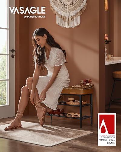 Image of VASAGLE Shoe Bench, Synthetic Leather with Stitching, Loads 300 lb
