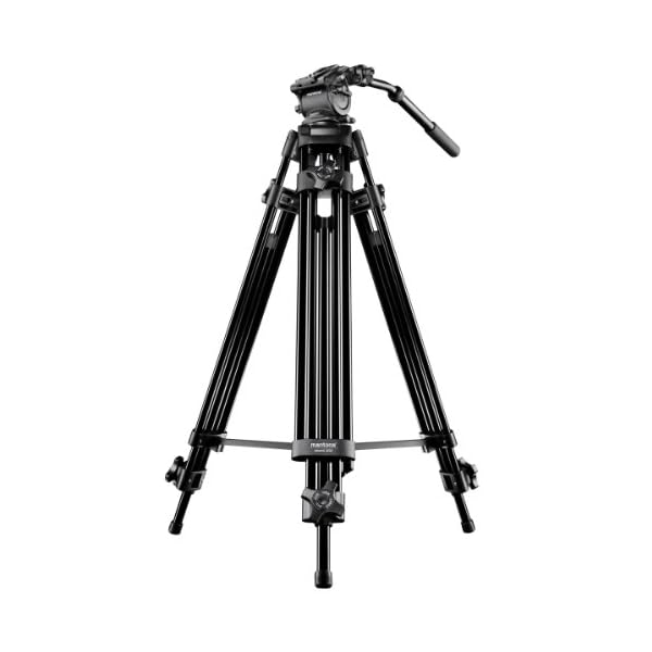 Mantona Dolomit 1200 Videostativ 158 cm (inkl. Fluid-Neiger, Wasserwaage, Schnellwechselplatte) für DSLR und Videokamera