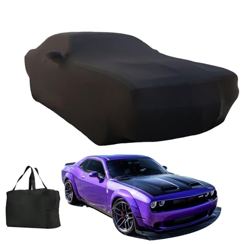 Image of Indoor Car Cover Custom Fit for 2006-2024 Dodge Challenger Luxurious Soft Stretch Satin Car Cover Breathable Dust-Proof for Underground Garage, Car Show