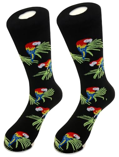 1 Pair of Biagio Men's TROPICAL BIRD Forest Macaw Parrot Mens COTTON Dress SOCKS3
