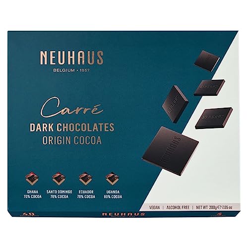 Neuhaus Belgian Chocolate Carré Dark Origin Box – 40 Neuhaus Chocolate Carrés in Dark Chocolate – 4 Different Flavors – Individually Wrapped – Chocolate Lovers Gift