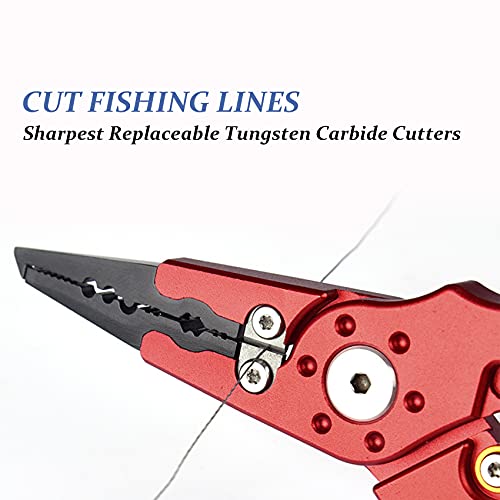 Fishare Black Aluminum Fishing Pliers, Saltwater Resistant Fishing Gear, Tungsten Carbide Cutters Split Ring Pliers Hook Remover Fish Holder With Sheath And Lanyard #TOP4