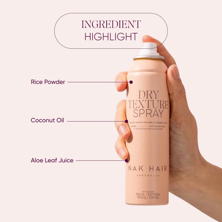 NAK Signature Dry Texture Spray 150ml - Professional Volumizing Hair Spray for Matte Texture & Flexible Hold with Rice Powder Technology