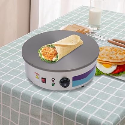 Crêpes Maker, Crepeseisen für süße Crepes und herzhafte Galettes, Crepesmaker mit abnehmbarer XXL Grillplatte (17 Zoll), ca. 3KW, Edelstahl-gebürstet/Silber, 220V, 50HZ – Bild 6