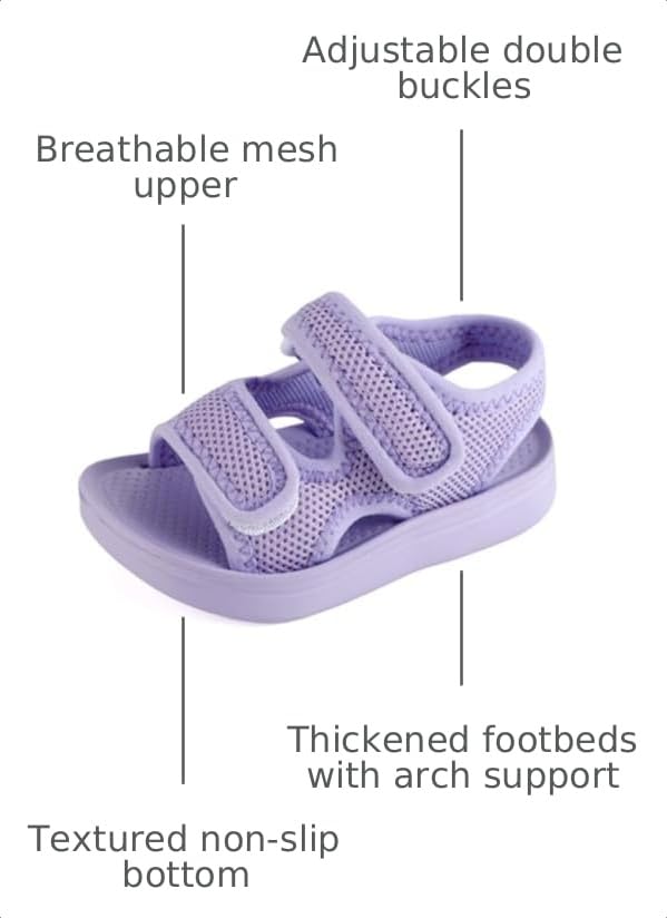 Image of MK MATT KEELY Unisex Kids Summer Slide Sandals Baby Comfort Anti-Slip Open Toe Adjustable Walking Beach Shower Shoes for Boys Girls
