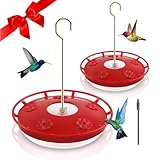 FEED GARDEN 2 Pack 16 OZ Hummingbird Feeders for Outdoor 5 Feeder Ports Ant Bee Proof Leak-Proof Cleaning Brushes Nectar Easy Clean Fill Bird Feeder for Garden Red Décor for Mom