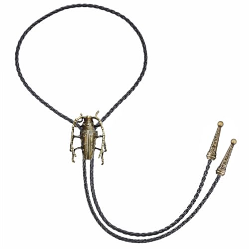 Image of GelConnie Bolo Ties for Men Women Western Cowboy Tie Mens Western Necklace Leather Necktie Gold Bolero Tie Cowboy Necklace
