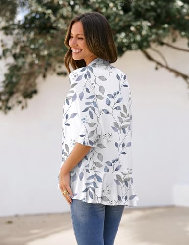 Image of Zeagoo Women's Open Front Cardigan 2026 Spring Summer Lightweight 3 /4 Sleeve Draped Ruffles Cardigans S-3XL