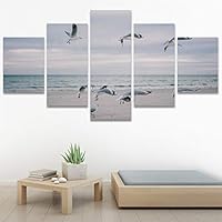 SIGNWIN 5 Panel Canvas Wall Art Birds Butterfly Closeup Colorful Contemporary Home Office Modern Art Multicolor Photography for Home Decorations Ready to Hang - 60
