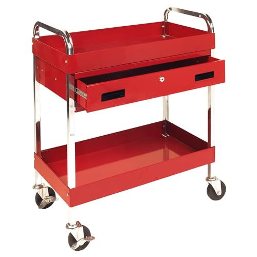Performance Tool W54004 Two Shelf Utility Cart with Drawer