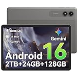 Android 16 Tablet,11 Inch Tablet with 24GB RAM 128GB ROM,Octa-Core T7250 Processor,90Hz Display,8000mAh Battery with Fast Charging & OTG Reverse Charge,Gemini AI Tablets,Smart Camera,4-Year Warranty