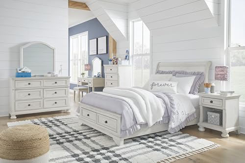 Signature Design by Ashley Nightstand, Bedside Table, Antique White Wood - image 9