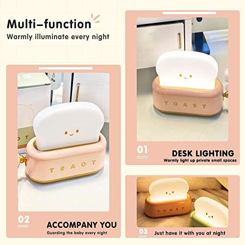 Toaster Lamp Toast Night Light For Kids Cute Toast Lamp Dimmable Portable Adjustable Brightness Rechargeable Led Bread Nightlight With Timer Children Toddler Nursery Girls Bedroom Kawaii Toast Light #TOP4