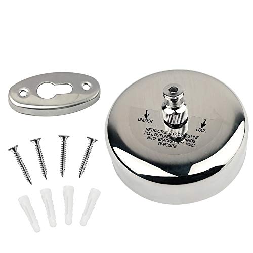 BUNDLEPRO Retractable Clothesline, Heavy Duty Clothes Drying Line with Stainless Steel Housing, Wall Mounted Indoor or Outdoor Washing Line for Bathroom, Shower, Laundry, Round, Compact and Portable