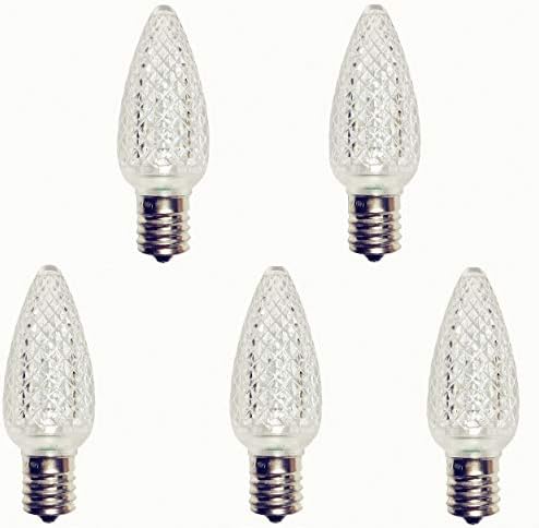Box of 25 C9 Led Replacement Bulbs,3 SMD LEDs in Each C9 Dimmable Led Bulbs for Christmas Decoration,Full Waterproof and Break Resistant (Cold White)