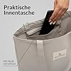 Emma Jonasson Jutebeutel mit Reißverschluss und Innentasche - Stilvoller Shopper Damen - Einkaufstasche mit langem Henkel - perfekte Tasche als Tote bag, Schultertasche, Stofftasche groß grau #1