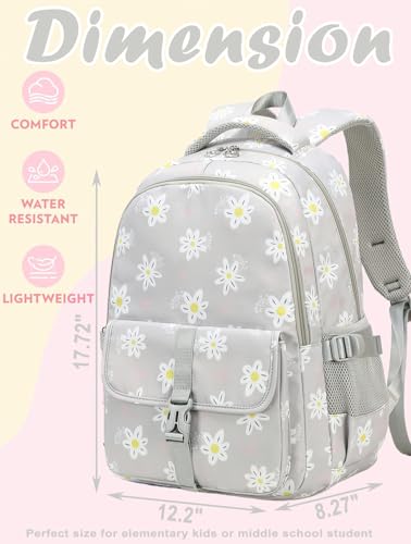 Joyfulife Daisy Print Backpack for Girls Backpack Elementary Primary Middle High School Bag Teen Girls Bookbag Travel Daypack3
