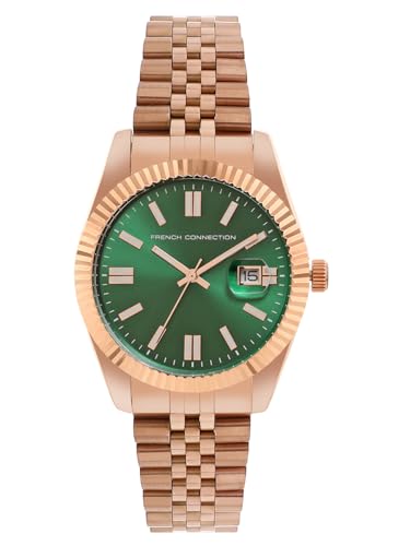 French Connection Lumine | Green Sunray Round Dial | Date Display | Analog Watch for Men - FCP41RGM