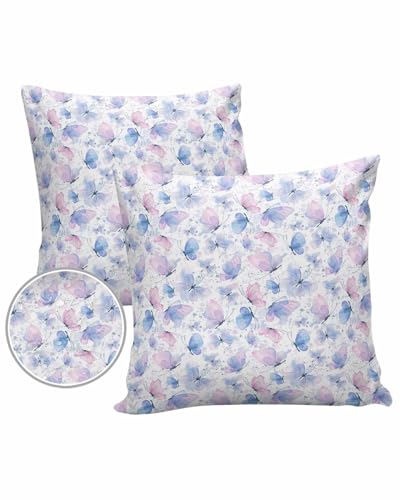Gradient Blue Pink Outdoor Pillow Covers Waterproof,All Weather Cushion Case Set of 2 Decorative Pillowcases for Sofa Couch Bed Decor Patio Furniture 16