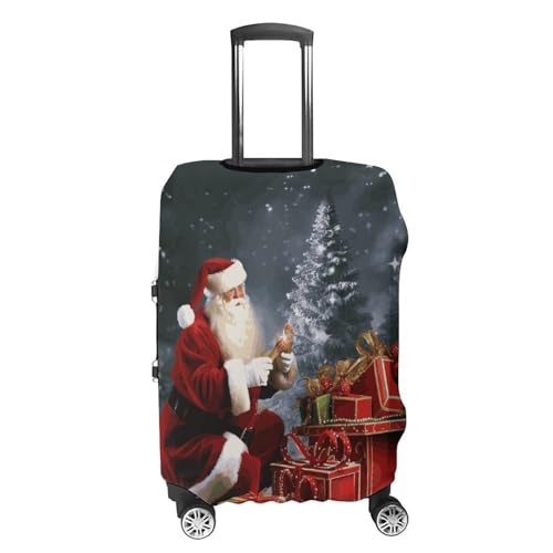 Carry on Luggage Cover Merry Christmas Santa's Suitcase Covers for Luggages Tsa Approved Travel Luggage Sleeve Protector Elastic Suitcase Protector Anti-Scratch Washable Fits 19-30 Inch Case -L4