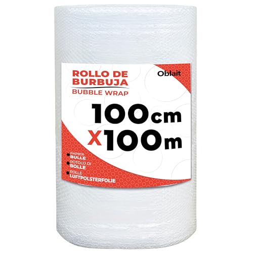 Rollo de plástico burbujas 100 cm ancho x 100 metros longitud - papel burbujas embalaje mudanza