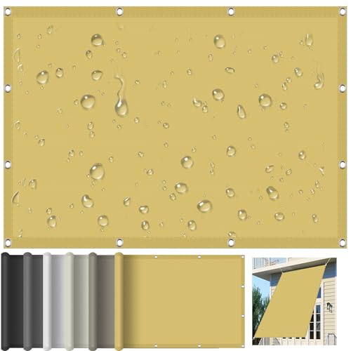 Rectangular Toldo Vela de Sombra 200 x 220 cm Toldos Exterior Terraza Impermeable Prueba de Viento Protección UV Toldo Vela Parasol para Balcon Patio Jardín, Color Crema