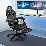 Casa Copenhagen Designed in Denmark,High-Back Italian Leather Gaming Ergonomic Chair with Advanced Mechanism & Electric Back Massager, Memory Foam Seating & Multi Function Arm-Rest - Black & Black