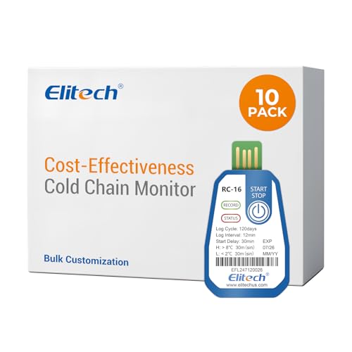 Image of Elitech 10Pack USB Disposable Data Logger Recorder Single-use, up to 120 Days Transportation, Temperature Monitoring Report, Celsius-RC-16-10PACK, -30C to 70C