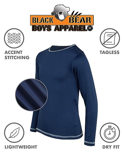 Black Bear Boys Long Sleeve Shirts - 4 Pack Lightweight Dry Fit Crew Neck Athletic Long Sleeve T Shirts (Sizes: 4-18)2