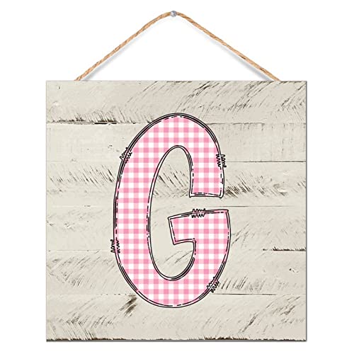 Décoration murale en bois rose lettre G pour entrée accueillante