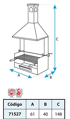 Miniatura 2 de Imex El Zorro Cajón Barbacoa Con Chimenea Y Parrilla Inox 61x40x148 Cm Con Sistema De Evacuación De Humos Y Parrilla Regulable Ideal Para Exteriores