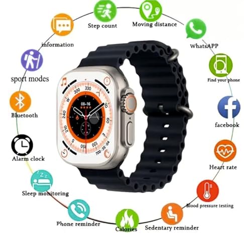 Image of T900 Ultra Smart Watch 2.09 inch + Free Black Strip Infinite Display, 49 mm Titanium Built, Bluetooth Calling, Heart Rate Tracking & SpO2 Monitoring, IP68, Fast Charging 2024 Orange+Black