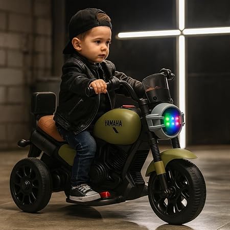 Image of Kawaii Kids 6V Ride-On Bike with Remote, Music & LED Lights, Green