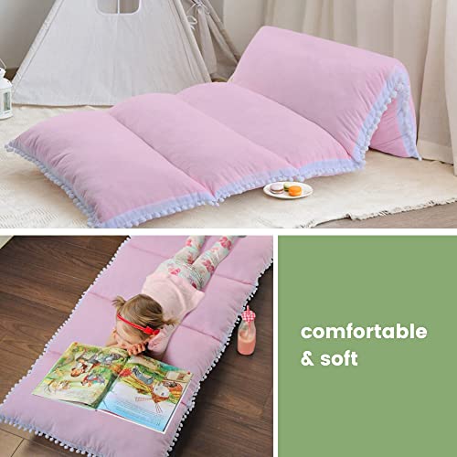 Memorecool Kids Pillow Bed Floor Lounger Cover (5 Queen Pillows Required), Floor Pillow Lounger Kids Lounge Pillow For Floor, Toddler Floor Pillow Bed Lounger Kids Floor Lounger Pillow Case, Pink #TOP4