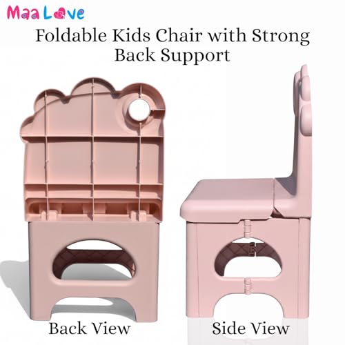 Image of Plastic Foldable Chair for Kids | School Study Chair for Indoor or Outdoor Use for Toddler Kids | Strong & Stable, Safe Rounded Edges | Capacity Up to 40 Kg (Pink)