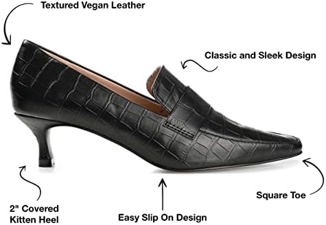 Journee Collection Womens Celina Loafer with Square Toe and Kitten Heel, Black, 10 | Image 1