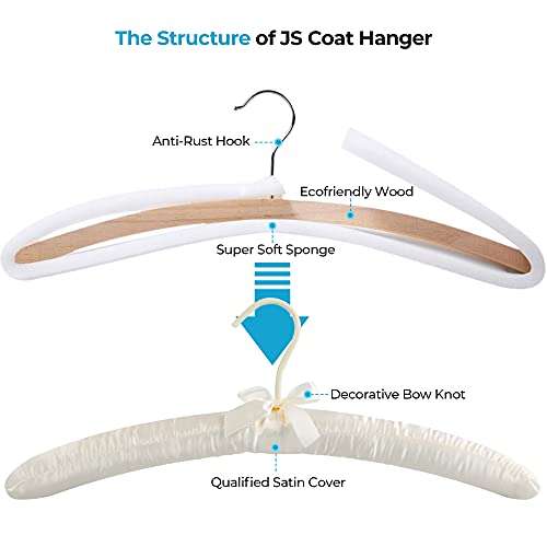Js Hanger JS-EB01-IW Padded Hanger For Sweaters - 17 Inch Extra Large Heavy Duty Satin Covered Coat Hangers No Shoulder Bump thumb #7