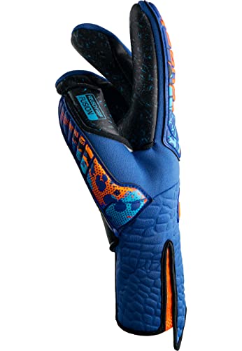 Reusch Attraction Fusion Strapless AdaptiveFlex Goalkeeper Gloves with Excellent Grip and Inseam Cut, blue/orange, 10 UK - Image 3
