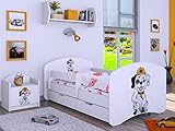 bdw letto per bambini super dogs paw - lettino per bambini con materasso e cassetto - comodo e resistente letto anticaduta - camera dei bambini - bianco (motivo 2) - 140x70