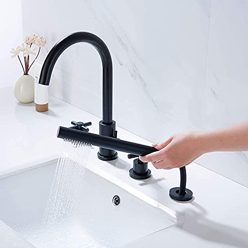 Robinet de baignoire en laiton CHEWYNP : mitigeur 4 trous design chic - 4