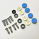 Circle Cool Set of 4 Anti Rust Resistant Stainless Steel Screw+Blue Aluminum Screw Caps not Plastic Cap for License Plate Frame